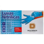 Luva Nitrílica para Procedimento não Cirúrgico Descarpack M, sem pó, azul, caixa com 100 unidades
