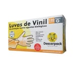 Luva de Vinil Não Estéril Descarpack G, sem pó com 100 unidades