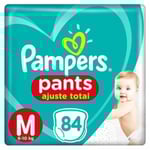 Fralda Pampers Pants Ajuste Total M, pacote com 84 unidades