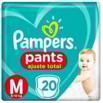 Fralda Pampers Pants Ajuste Total M, pacote com 20 unidades