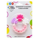 Mordedor de Silicone Pais & Filhos Baby 4+ meses, fundo do mar, rosa com 1 unidade