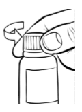 Imagem ilustrativo para colocar o frasco na posição vertical com a tampa para o lado de cima, gire-a até romper o lacre.