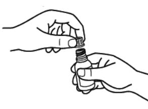 Ilustração de como lavar o conta-gotas antes do uso