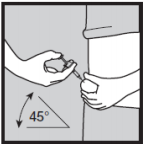 Instrução de aplicação da injeção Ilustração de uso correto da aplicação da injeção de Humira