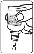 Vire o frasco gotejador para o lado de
baixo e aperte-o para iniciar o gotejamento