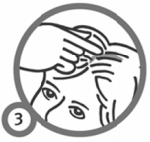 Imagem ilustrativa explicando para esfregar Daivobet gel suavemente com a ponta dos dedos.