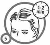 Imagem ilustrativa explicando para deixar o xampu no couro cabeludo por 1 a 2 minutos antes de enxaguar.