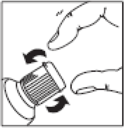 Ilustração para girar a tampa em sentido anti-horário, até sua completa remoção.