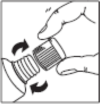 Ilustração para inserir novamente a tampa e gire em sentido horário até travar.