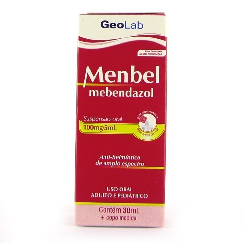 Menbel Suspensão Oral 20mg/mL, caixa com 60 frascos com 30mL de suspensão de uso oral + 60 copos medidores (embalagem hospitalar)