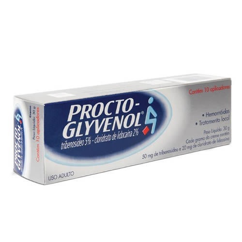 50mg/g + 20mg/g, caixa com 1 bisnaga com 60g de creme de uso retal + aplicador