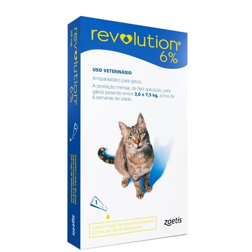 Imagem de Antipulgas Revolution 6% para Cães e Gatos até 2,5Kg, caixa com 1 pipeta de 0,25mL