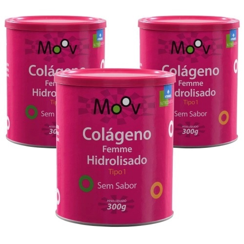 Colágeno Hidrolisado Moov kit com 3 caixas com 30 sachês com 2,5g de pó para solução de uso oral cada