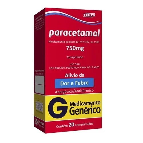 Imagem de Paracetamol Teuto 32mg/mL, caixa com 1 frasco com 60mL para suspensão de uso oral + copo medidor