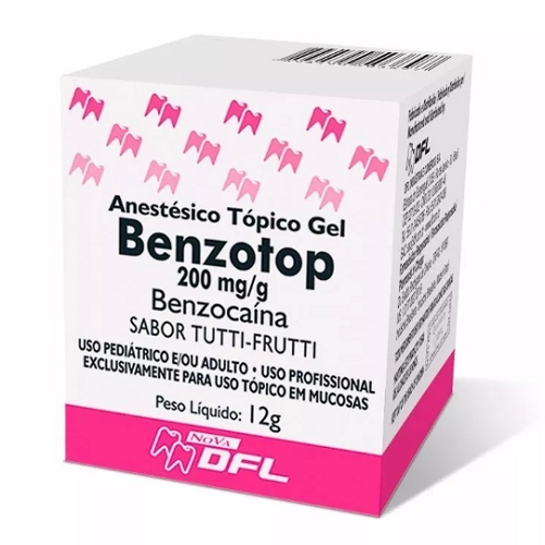 Benzotop 200mg/g, caixa com 1 bisnaga com 12g de gel de uso bucal, menta