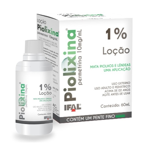 Piolixina 10mg/mL, caixa com 1 sachê com 60mL de loção de uso dermatológico