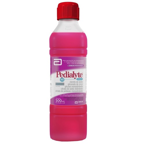 Pedialyte 45 Zinco 2,076mg/mL + 0,061mg/mL + 0,025g/mL + 0,94mg/mL + 2,16mg/mL, frasco contendo 500mL de solução de uso oral sem sabor