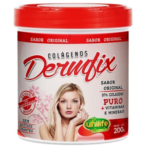 Colágeno Hidrolisado Dermfix pote com 200g de pó para solução de uso oral, limão com cranberry