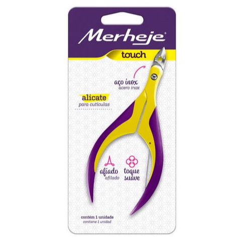 Imagem de Alicate de Cutícula Merheje Touch amarelo e violeta