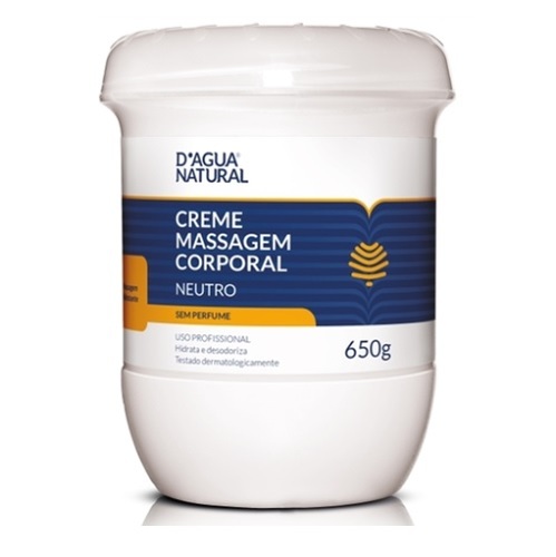 Imagem de Creme de Massagem Corporal D'Água Natural Massoterapia Neutro 650g