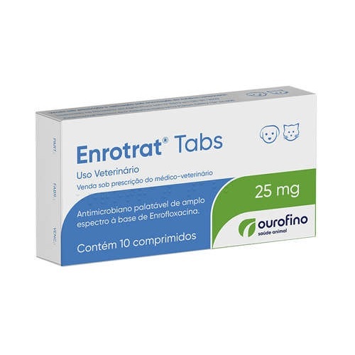 Imagem de Enrotrat Tabs Uso Veterinário 25mg, caixa com 10 comprimidos