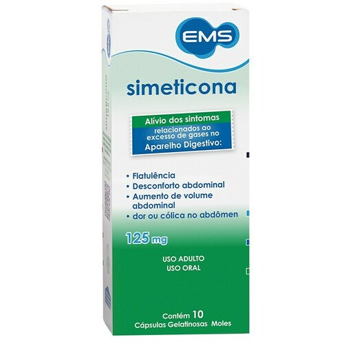 Imagem de Simeticona Cápsula EMS 125mg, caixa com 10 cápsulas