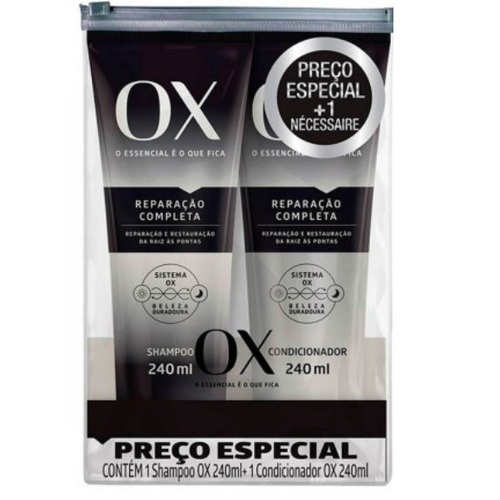 Imagem de Kit OX Reparação Completa shampoo, 1 unidade com 240mL + condicionador, 1 unidade com 240mL