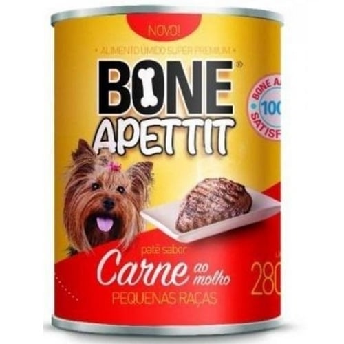 Imagem de Patê para Cães Bone Apettit Super Premium raças pequenas, carne ao molho, lata com 280g