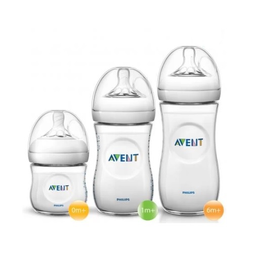 Imagem de Kit Mamadeira Avent Pétala 0 a 6 meses, 125mL + 260mL + 330mL