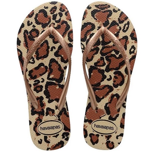 Imagem de Chinelo Havaianas Slim Animals nº 33/34, areia e rose gold