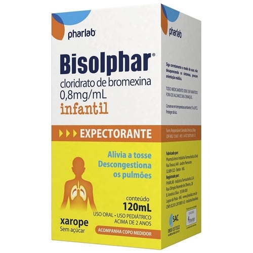 Imagem de Bisolphar 0,8mg/mL, caixa com 1 frasco com 120mL de xarope infantil + copo medidor