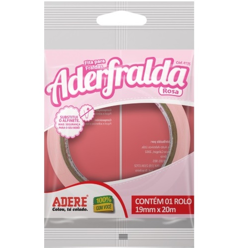 Imagem de Fita Crepe para Fralda Aderfralda rosa, 1 unidade com 19mm x 20m