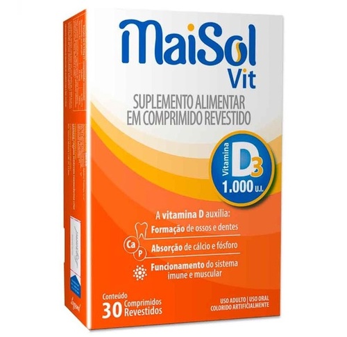 Imagem de Maisol Vit 1000UI, caixa com 30 comprimidos revestidos