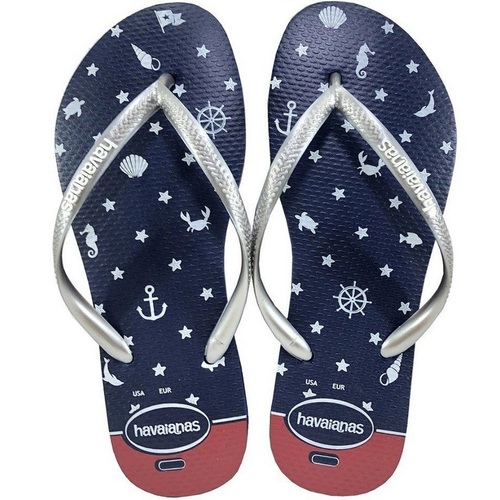 Imagem de Chinelo Havaianas Slim Nautical nº 35/36, marinho e prata