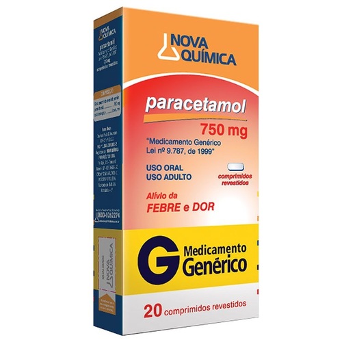 Comprar Paracetamol Nova Química 750mg, Caixa Com 20 Comprimidos ...