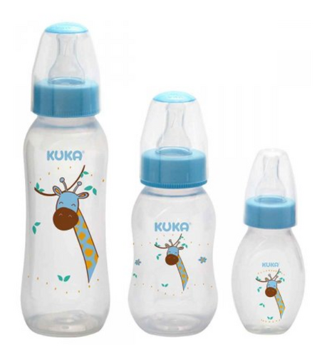 Imagem de Mamadeira Kuka Kukinha 3+ meses, azul com capacidade de 240mL + 150mL + 80mL