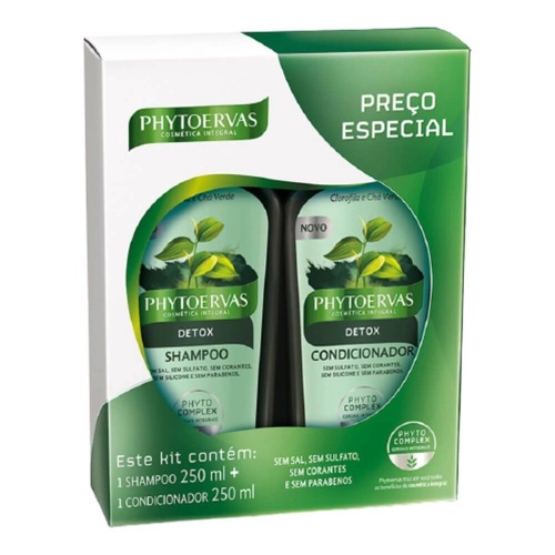 Imagem de Kit PhytoErvas Detox shampoo com 250mL + condicionador com 250mL