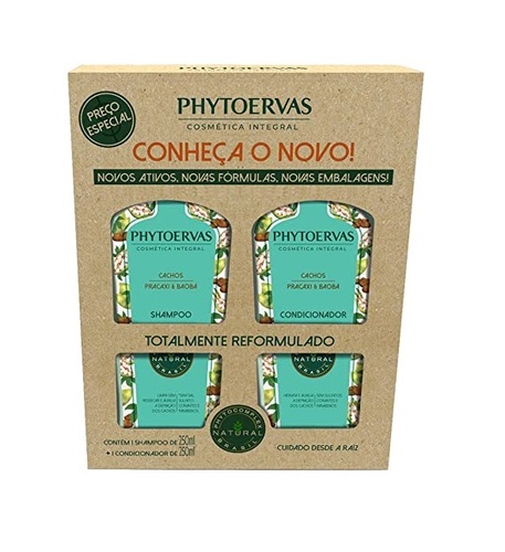 Imagem de Kit PhytoErvas Cachos Pracaxi e Baobá shampoo com 250mL + condicionador com 250mL