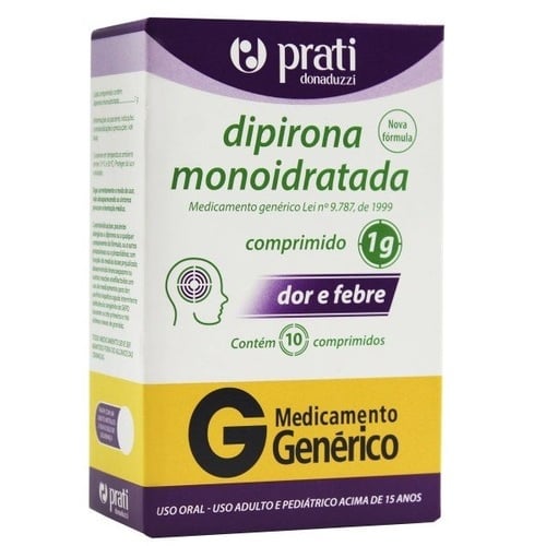 Imagem de Dipirona Monoidratada Comprimido Prati-Donaduzzi 1000mg, caixa com 10 comprimidos