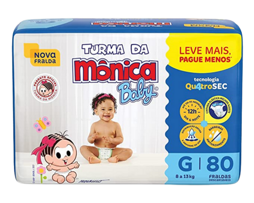 Imagem de Fralda Turma da Mônica Baby G, pacote com 80 unidades