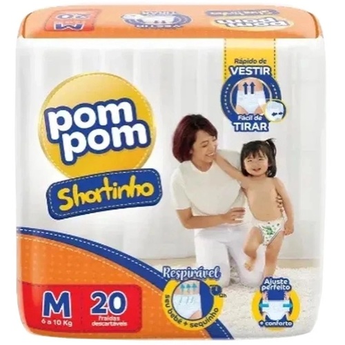 Imagem de Fralda Pom Pom Shortinho M, pacote com 20 unidades