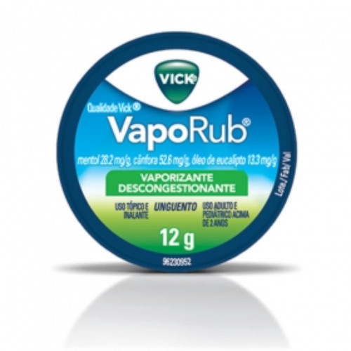 Imagem de Vick Vaporub 28,2mg/g + 52,6mg/g + 13,3mg/g, 1 lata com 12g de unguento de uso tópico ou inalatório