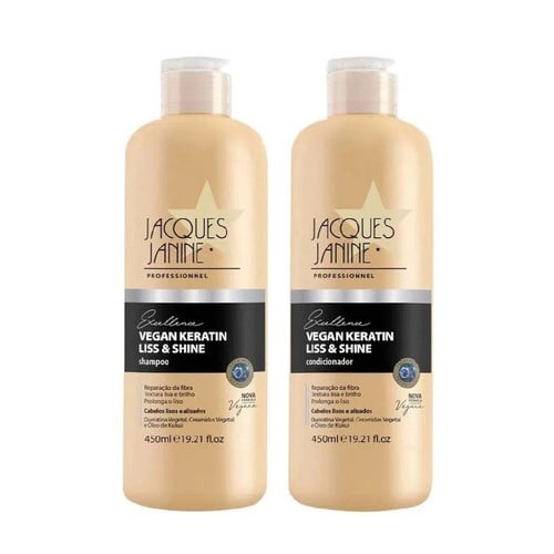 Imagem de Kit Jacques Janine Professionnel Excellence Vegan Keratin Liss & Shine shampoo com 450mL + condicionador com 450mL