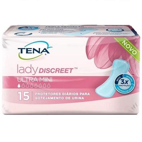 Imagem de Protetor Diário para Gotejamento de Urina Tena Lady Discreet ultra mini, pacote com 15 unidades