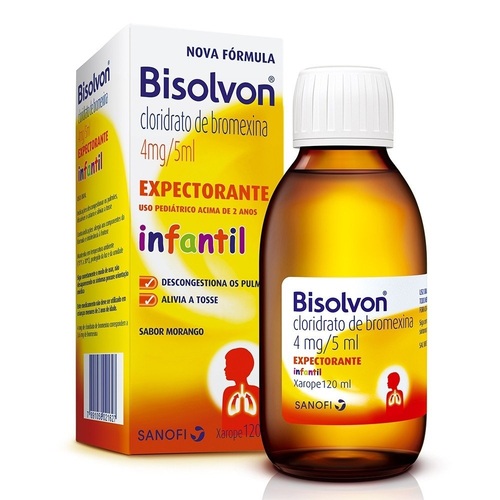 Imagem de Bisolvon 0,8mg/mL, caixa com 1 frasco com 120mL de xarope expectorante de uso infantil