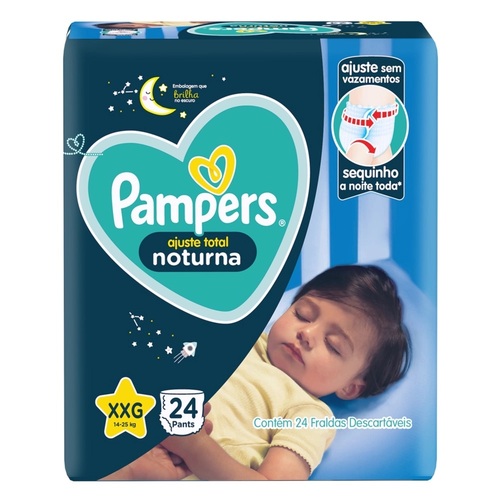 Imagem de Fralda Pampers Pants Ajuste Total Noturna XXG, pacote com 24 unidades