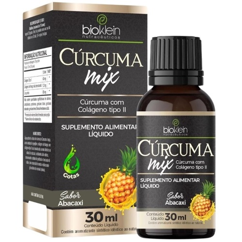 Imagem de Cúrcuma Mix com Colágeno Tipo II Bioklein abacaxi com 30mL