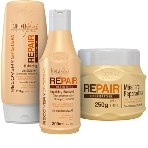 Imagem de Kit Forever Liss Force Repair shampoo com 300mL + condicionador com 200g + máscara com 250g