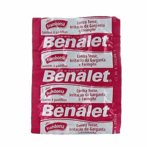 5mg + 50mg + 10mg, cartela com 4 pastilhas, sabor framboesa
