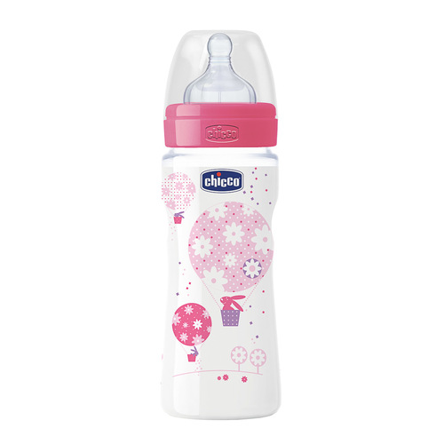 Imagem de Mamadeira Chicco Well-Being 2+ Meses, Fluxo Médio, 250mL, Menina